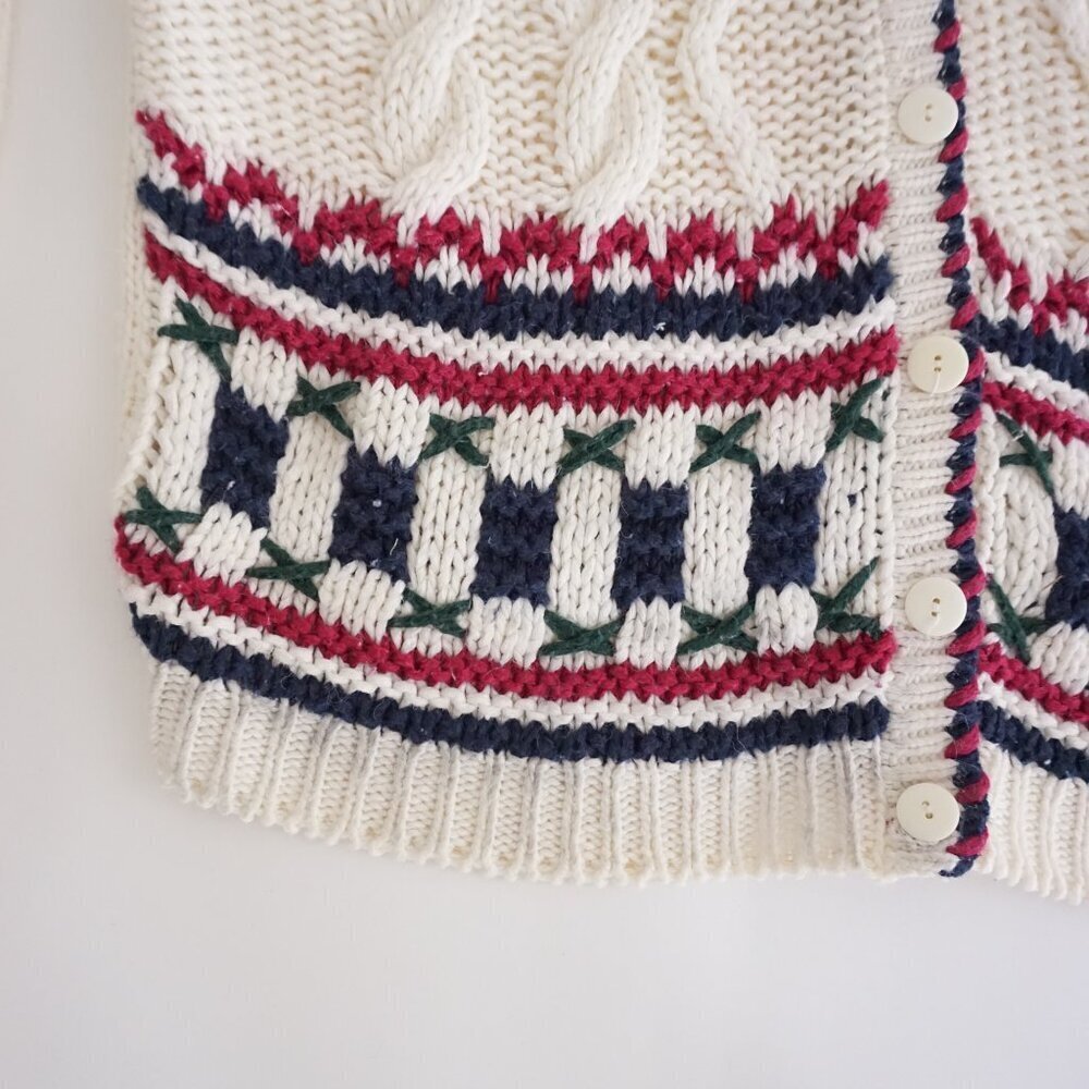 Huntington Ridge Hand Knit Cable Cardigan Preppycore Old Money Cottagecore M - Picture 7 of 12